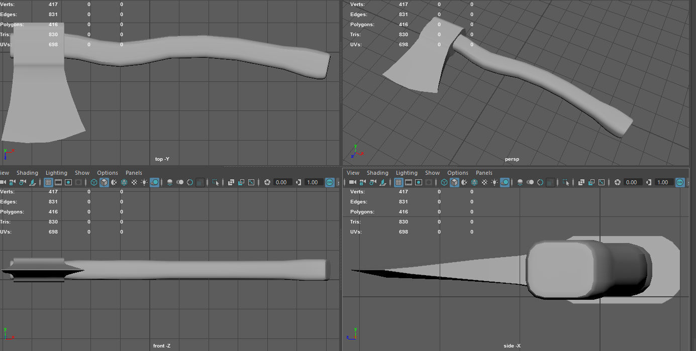 Realistic Axe Low-poly 3D model_16