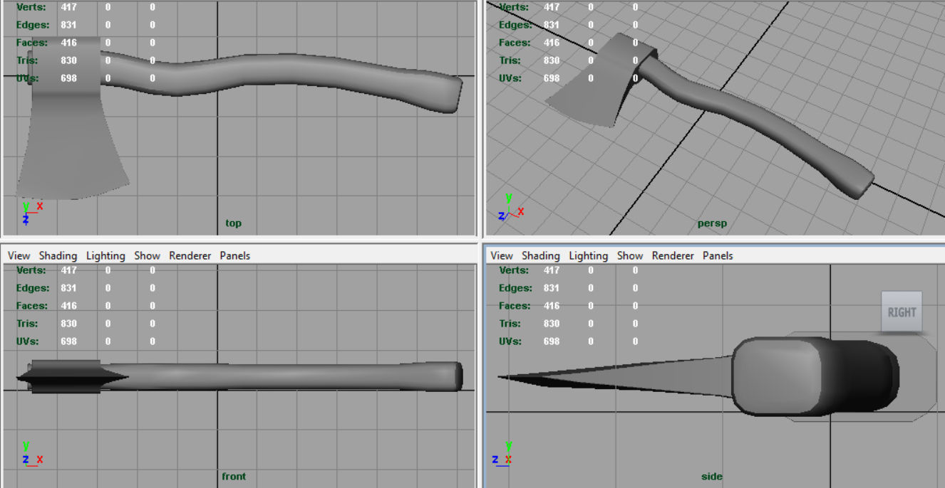 Realistic Axe Low-poly 3D model_13