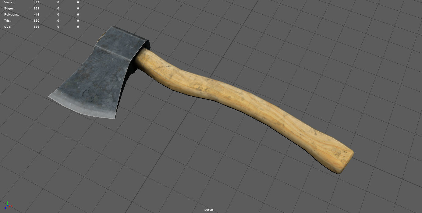 Realistic Axe Low-poly 3D model_9