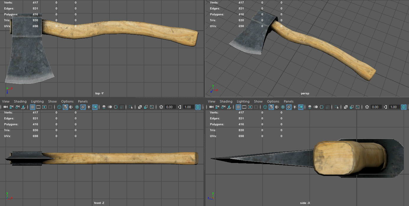 Realistic Axe Low-poly 3D model_12