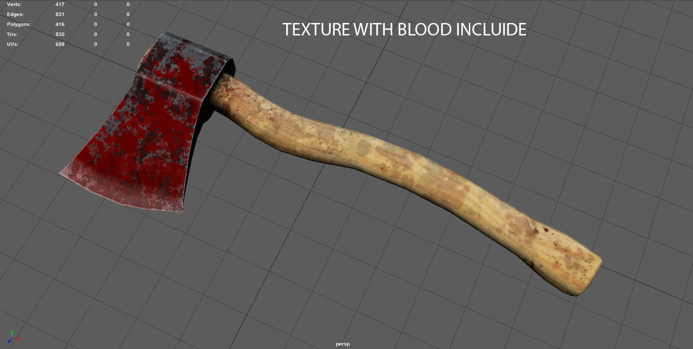 Realistic Axe Low-poly 3D model_17