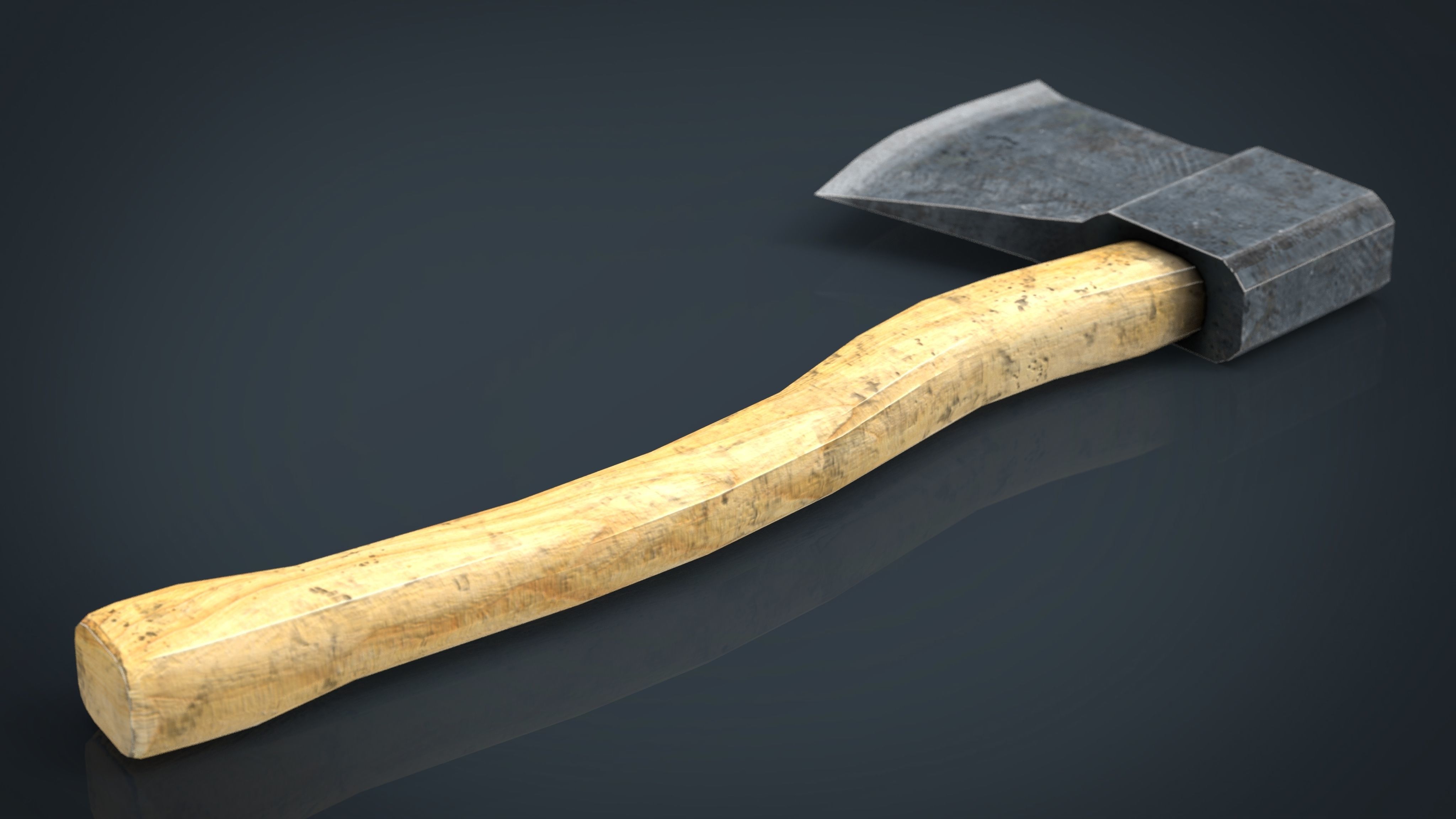 Realistic Axe Low-poly 3D model_3