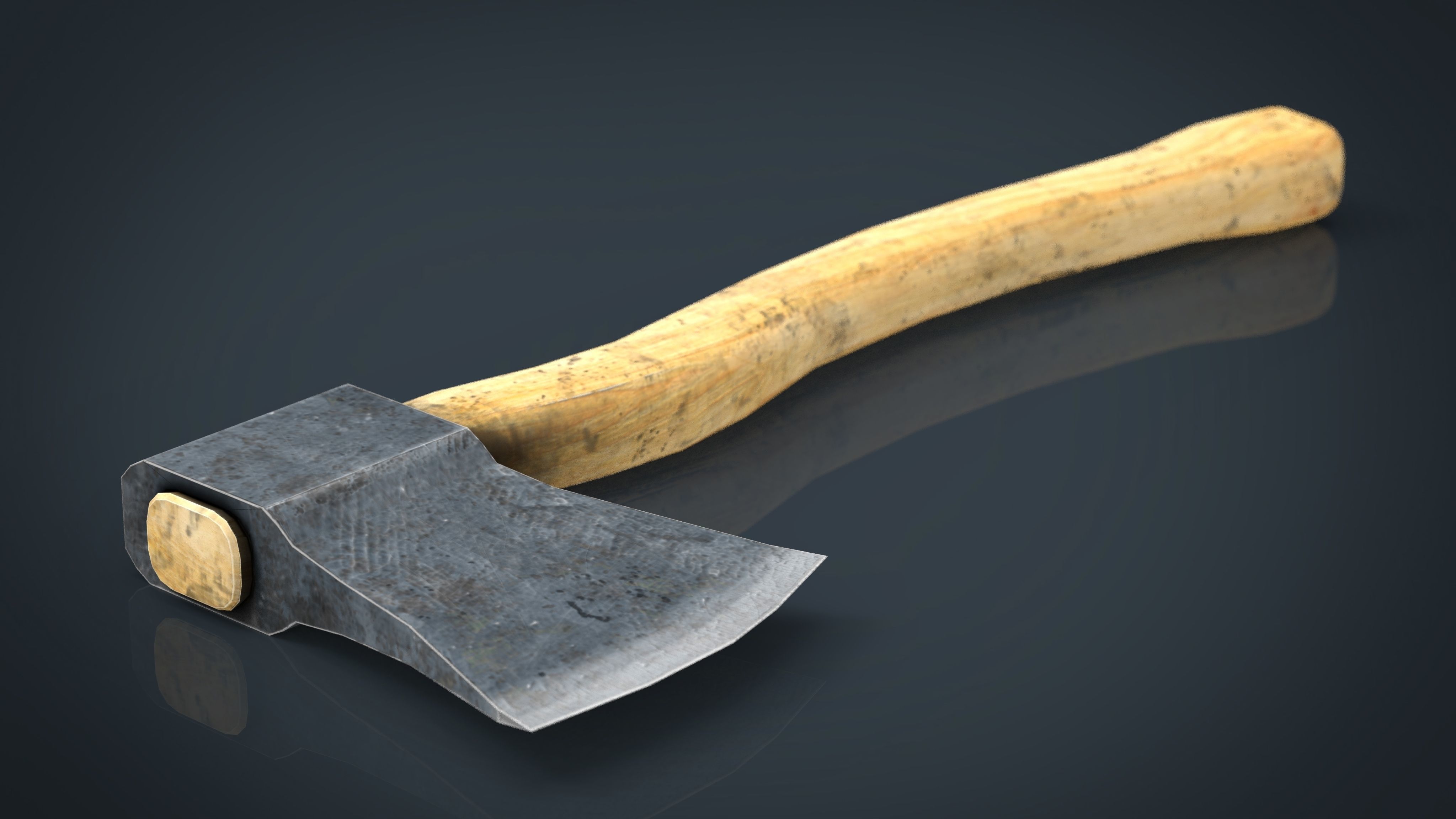 Realistic Axe Low-poly 3D model_7