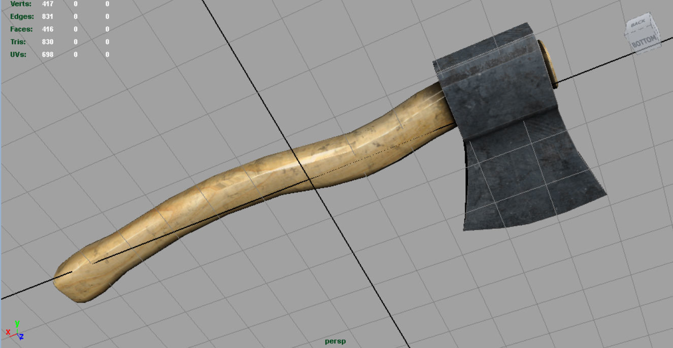 Realistic Axe Low-poly 3D model_14