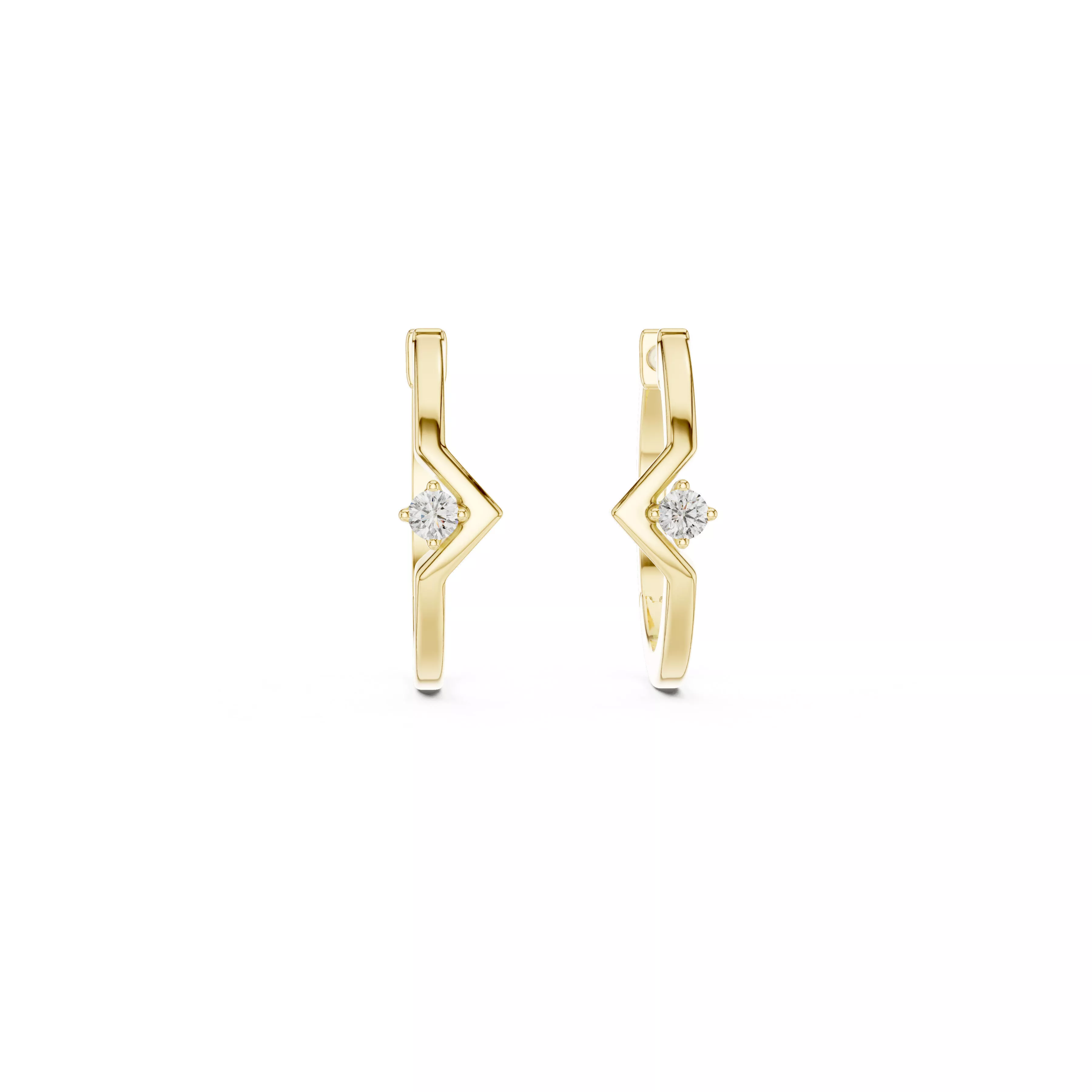 Minimal Diamond Accent Geometric Hoop Earrings CAD 3D print model