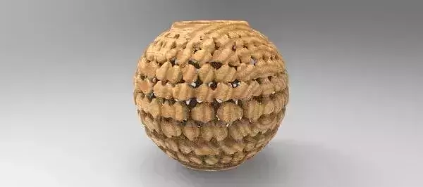 Woven Wood Lattice Spherical Vase 3D Model