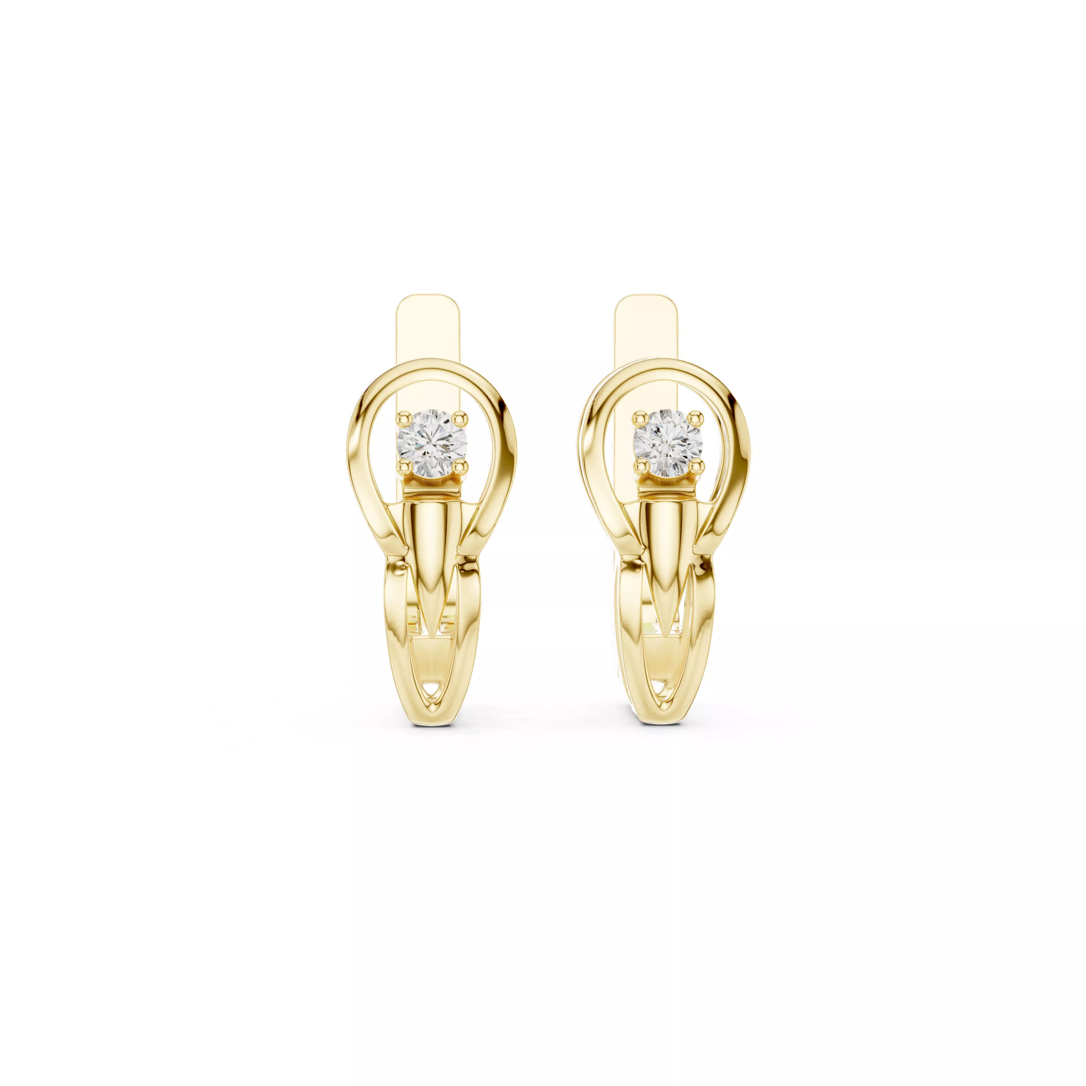 Diamond Hoop Earrings Modern Sculptural Setting Hoops CAD 3D print model