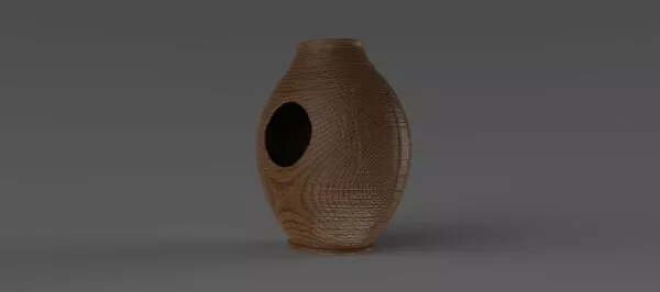 Round Wood Vase with Circular Cutout 3D print model