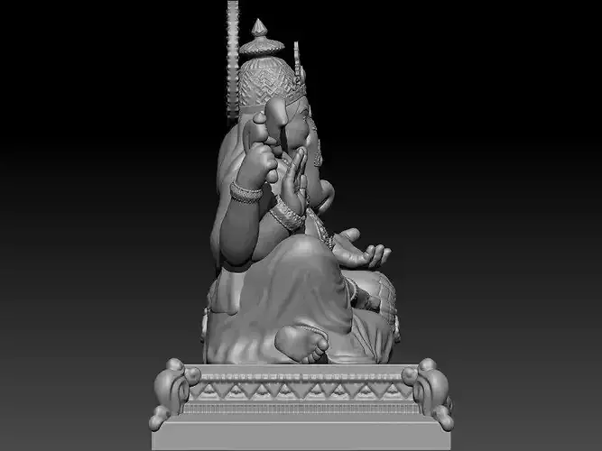 Lord Ganesha Seated Idol with Mushak - 3D Print Model STL
