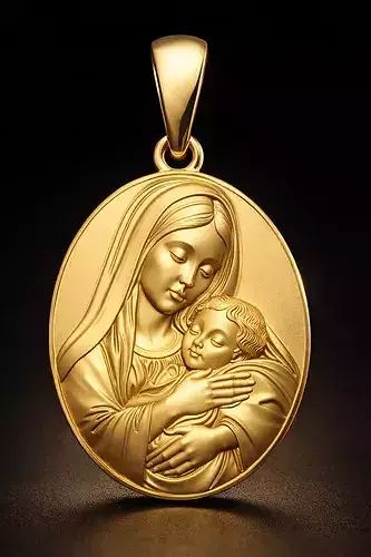 Madonna and Child Embrace Pendant STL