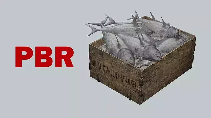 Polystyrene Box With Fish Low-Poly 3D Model Low-poly 3D model