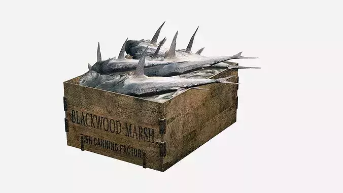 Polystyrene Box With Fish Low-Poly 3D Model Low-poly 3D model 3