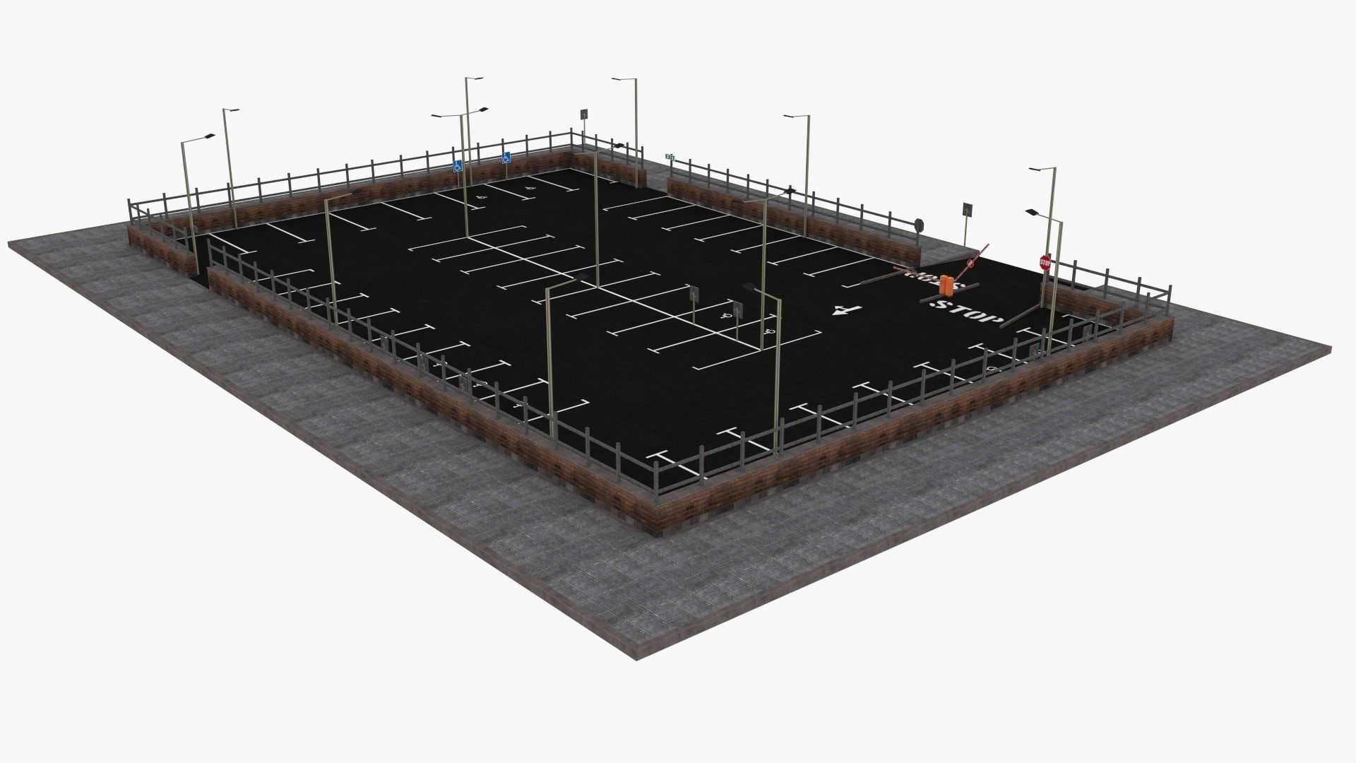 Parking Lot - Scene Low-poly 3D model_4