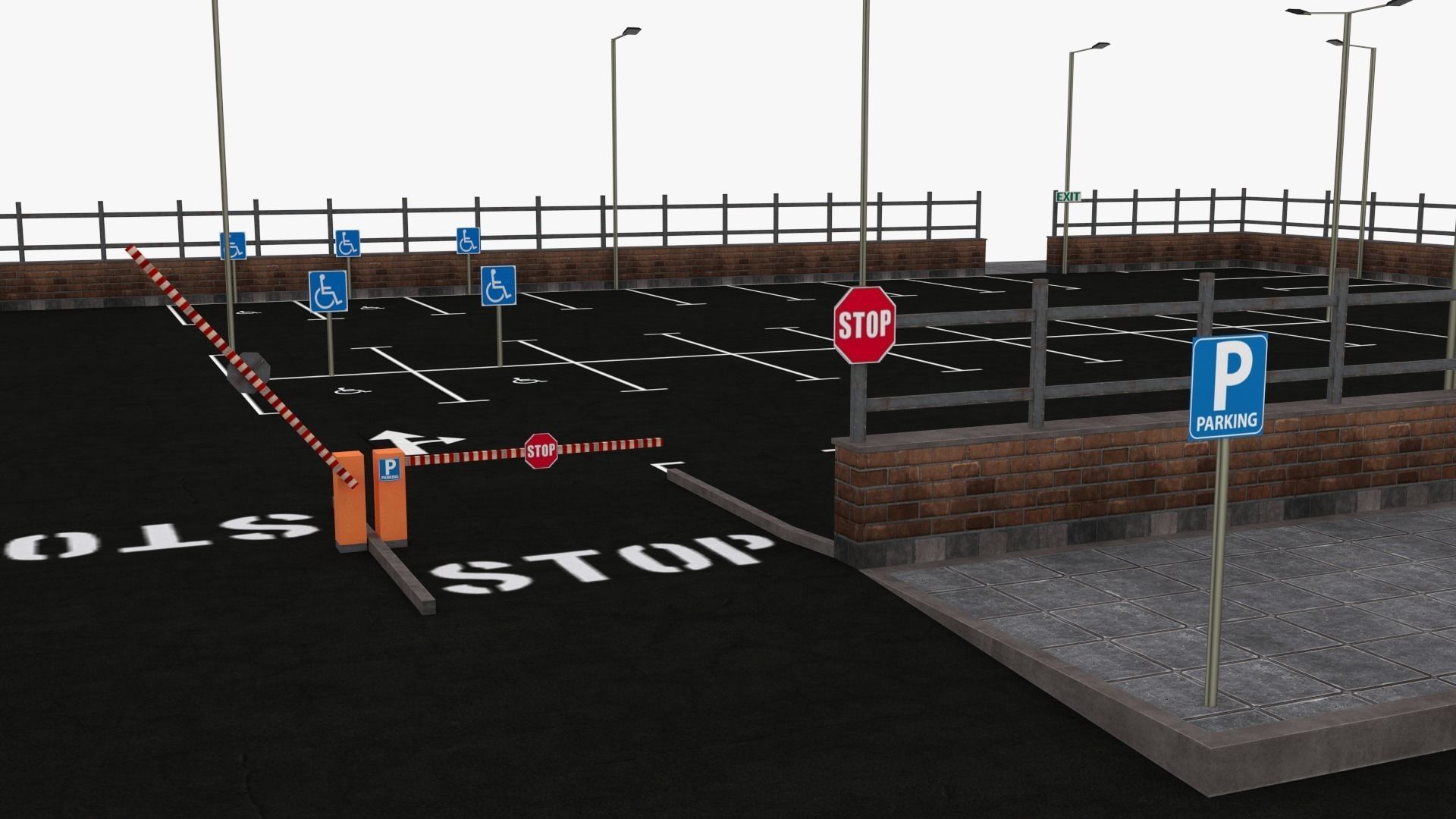 Parking Lot - Scene Low-poly 3D model_0