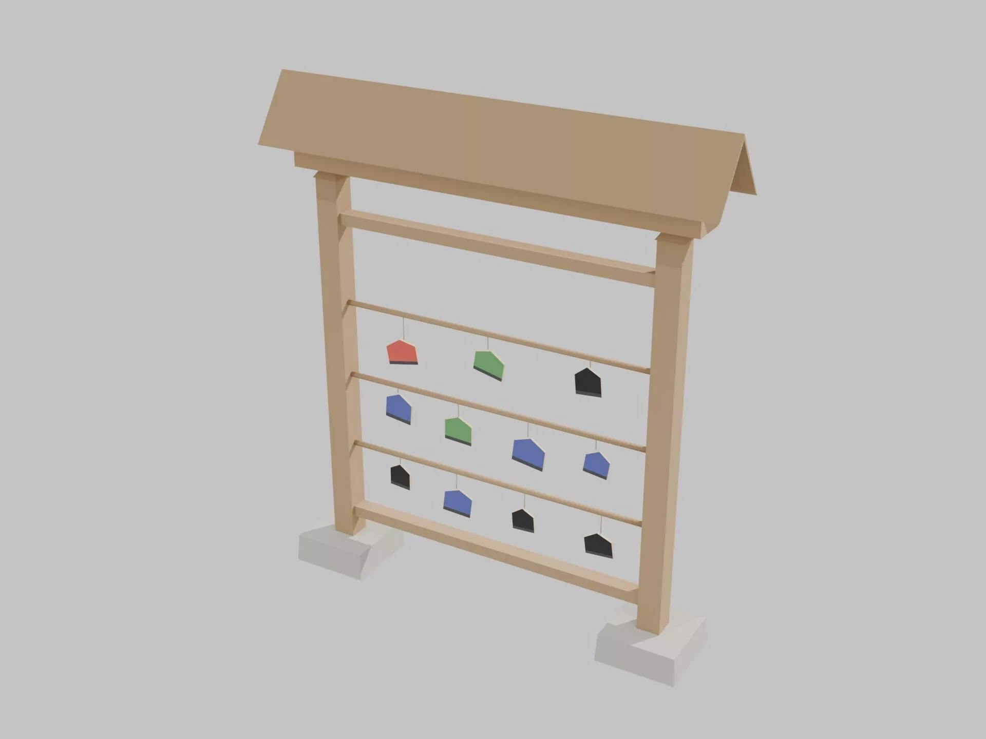 Japanese Ema Rack Votive Tablet Rack Low Poly 3D Model Low-poly 3D model