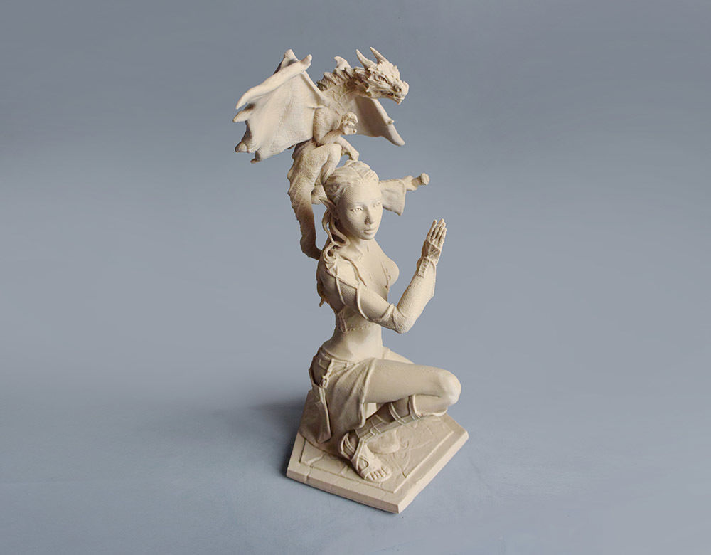 Woman and Dragon 3D print model_2