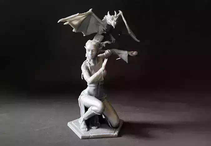 Woman and Dragon 3D print model