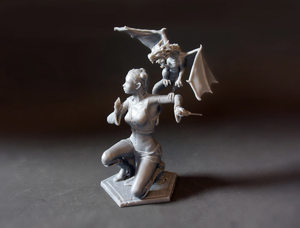 Woman and Dragon 3D print model_6