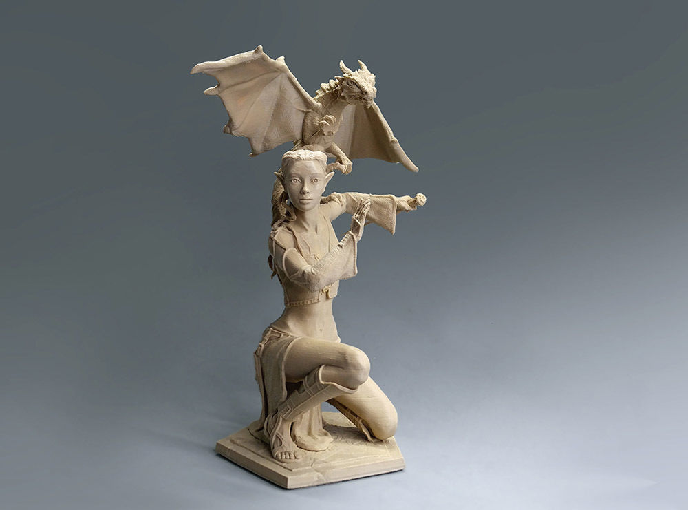 Woman and Dragon 3D print model_3