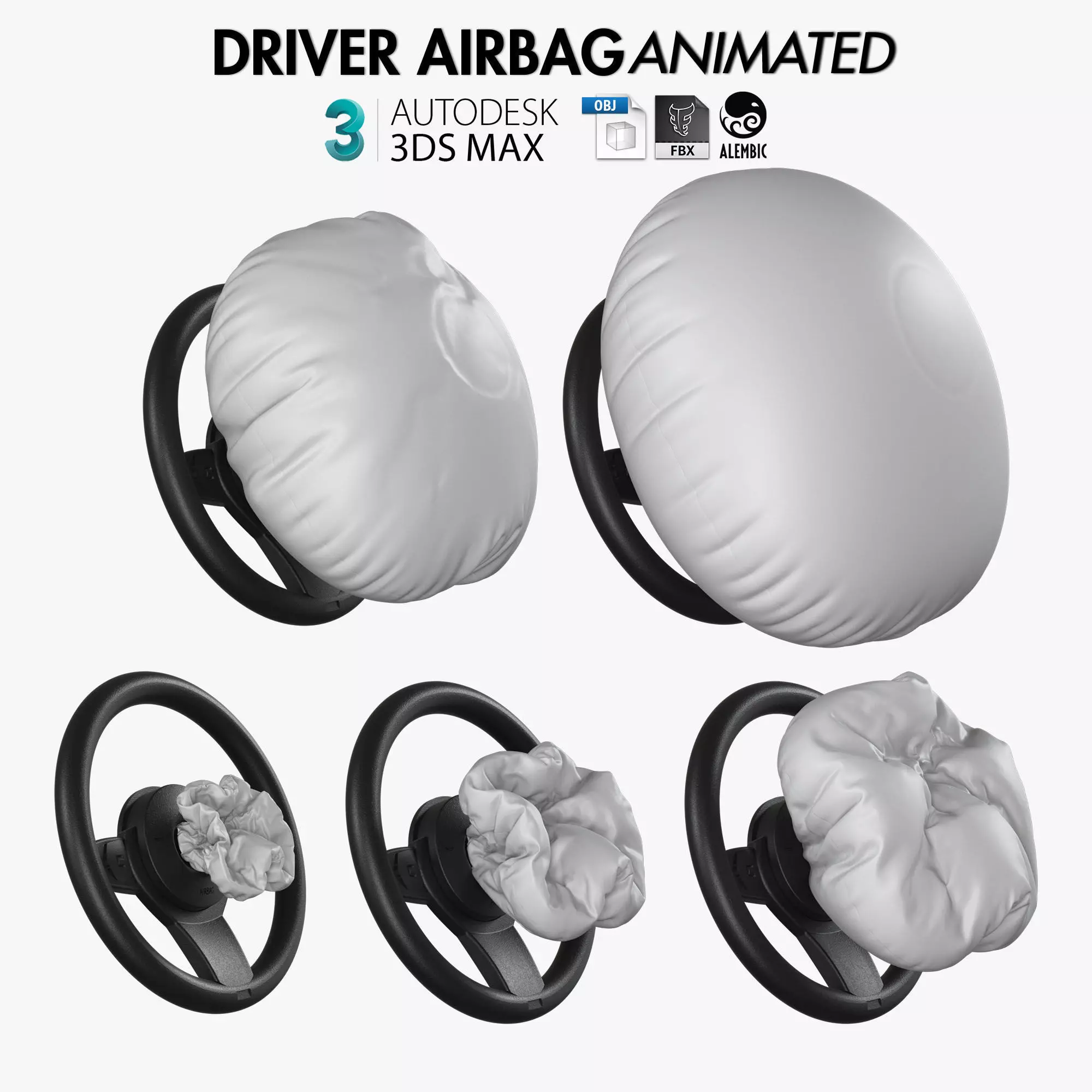 Driver Airbag Animated 3D model_0