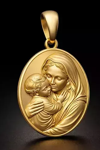 Madonna and Child Close Embrace Pendant STL