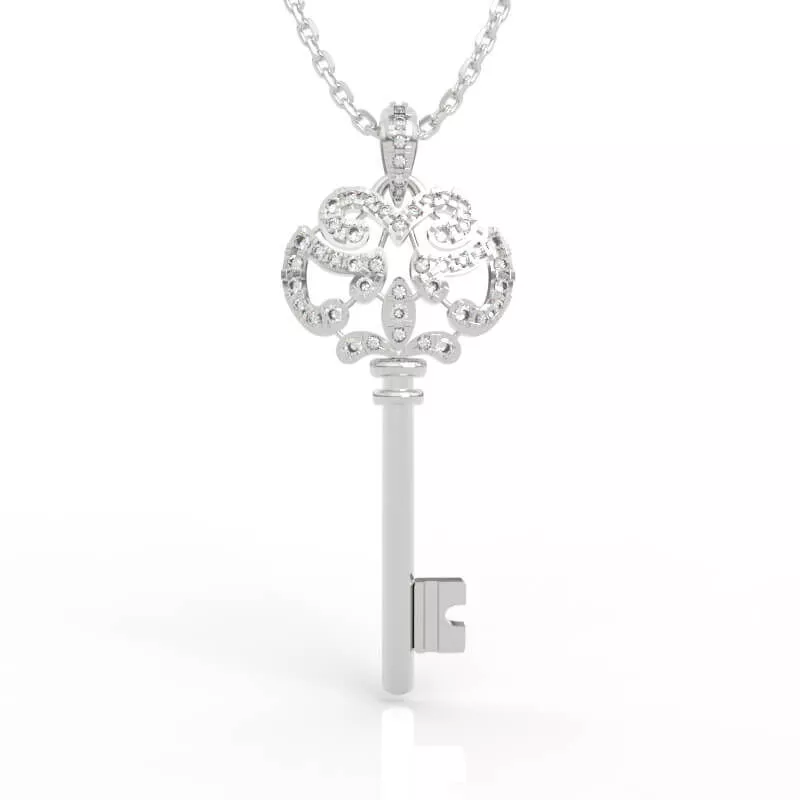Elegant Art Nouveau Rosette Window Key Pendant Necklace 3D print model