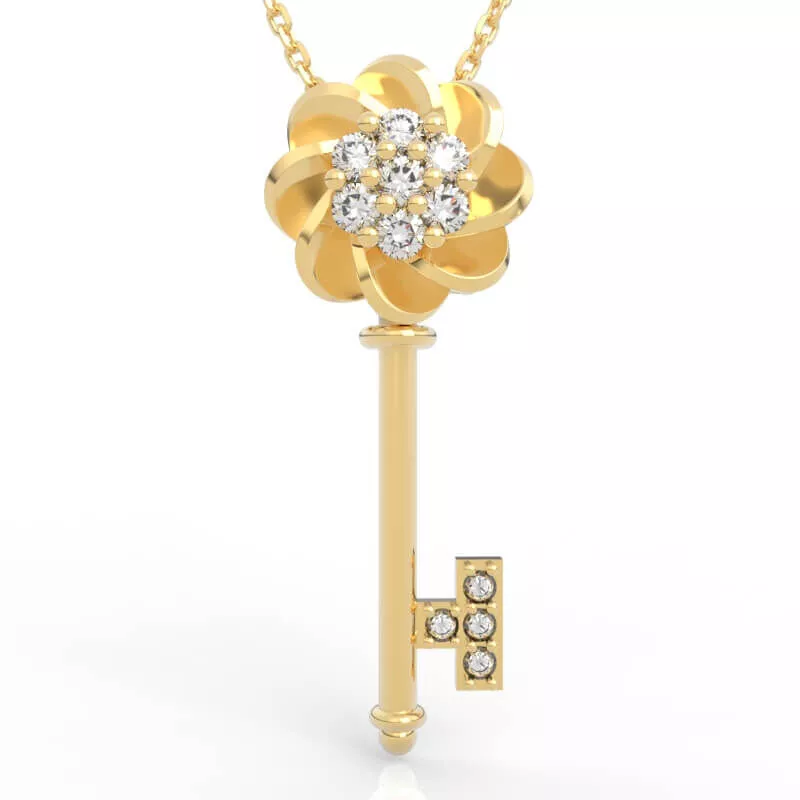 Stunning 3D Swirl Rose Flower Key Pendant 3D print model