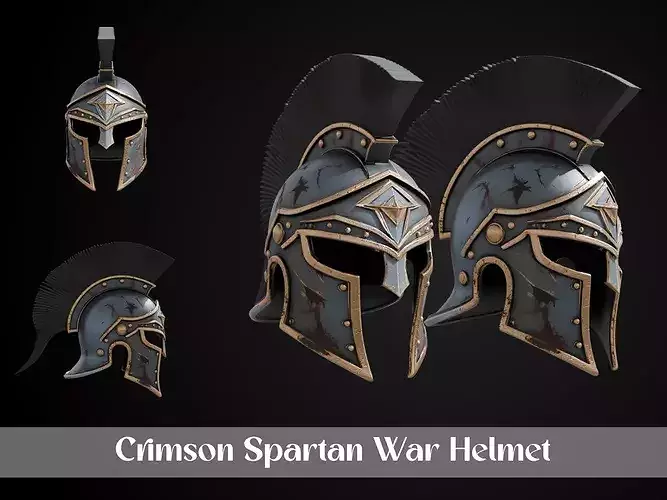 Stylized Mythic Spartan Helmet - Crimson Spartan War