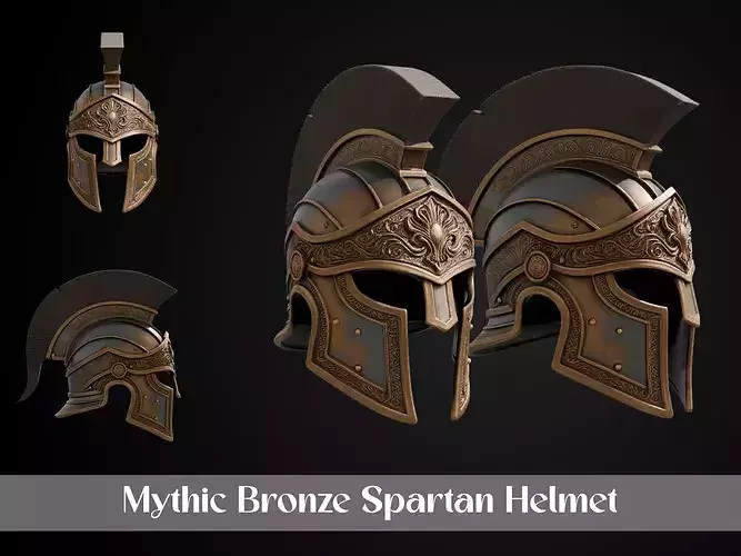 Stylized Mythic Spartan Helmet - Mythic Bronze Spartan