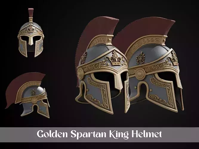 Stylized Mythic Spartan Helmet - Golden Spartan King