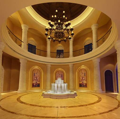 Lobby with Fountain and Chandelier 3D Model .max - CGTrader.com