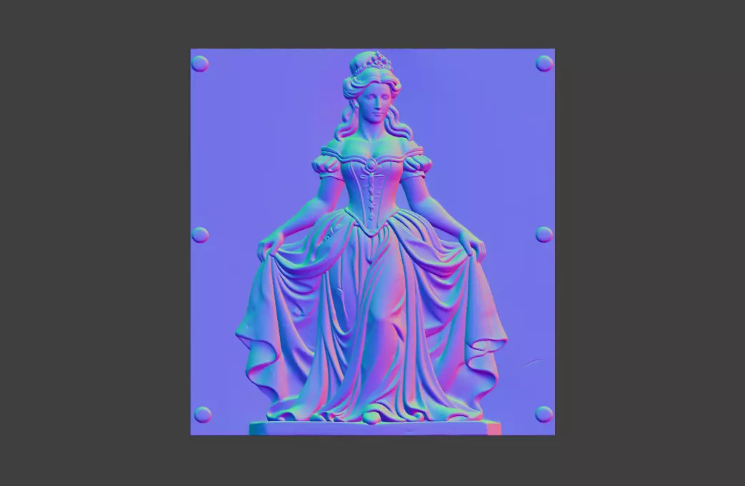 3D Printable Princess Girl Relief Mural STL 3D print model
