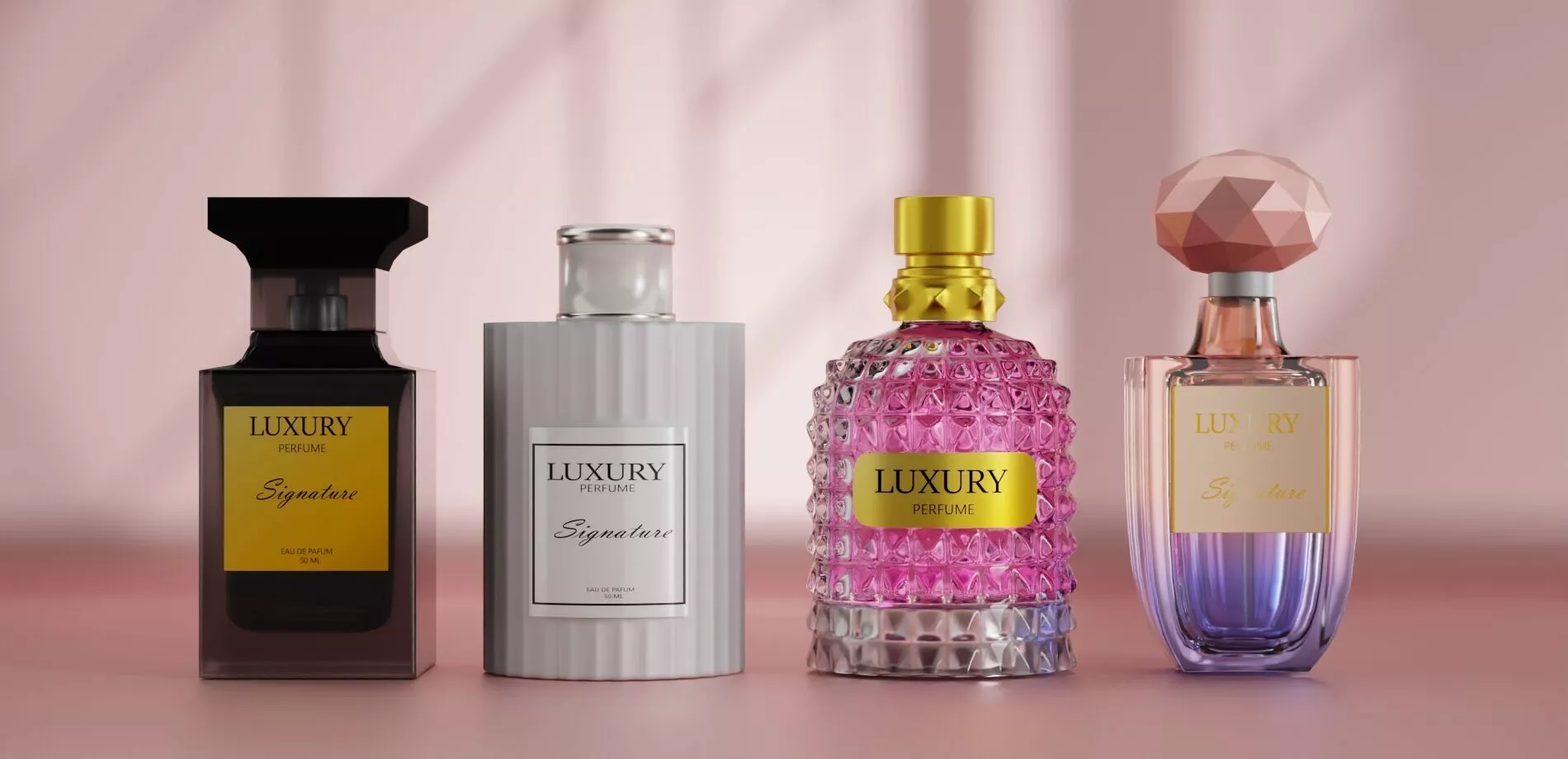 Luxury Perfume Bottle Collection - 4 Modern Designs 3D model
