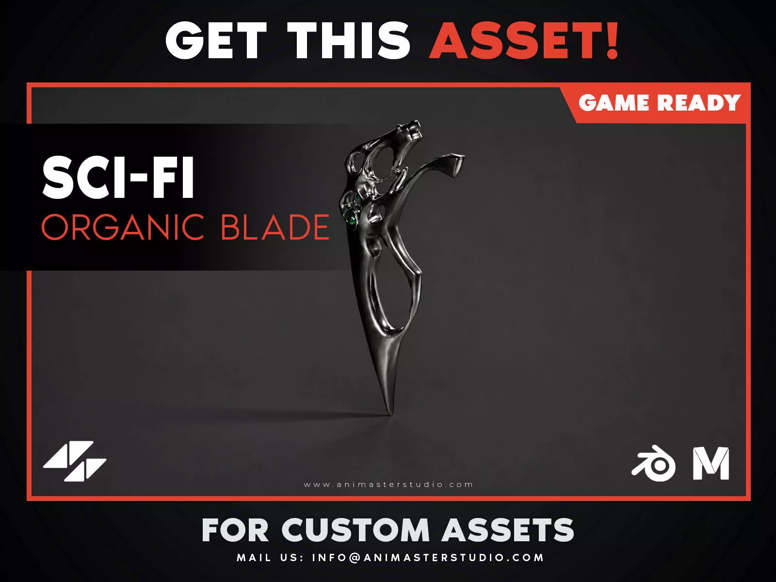 Futuristic Bio-Organic Blade Low-poly 3D model