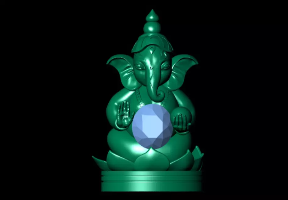 Ganesh Murti with diamond STL 3d Print Model 3D print model