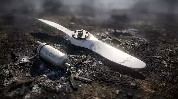 Torn off parts of the Shahed drone after its crash