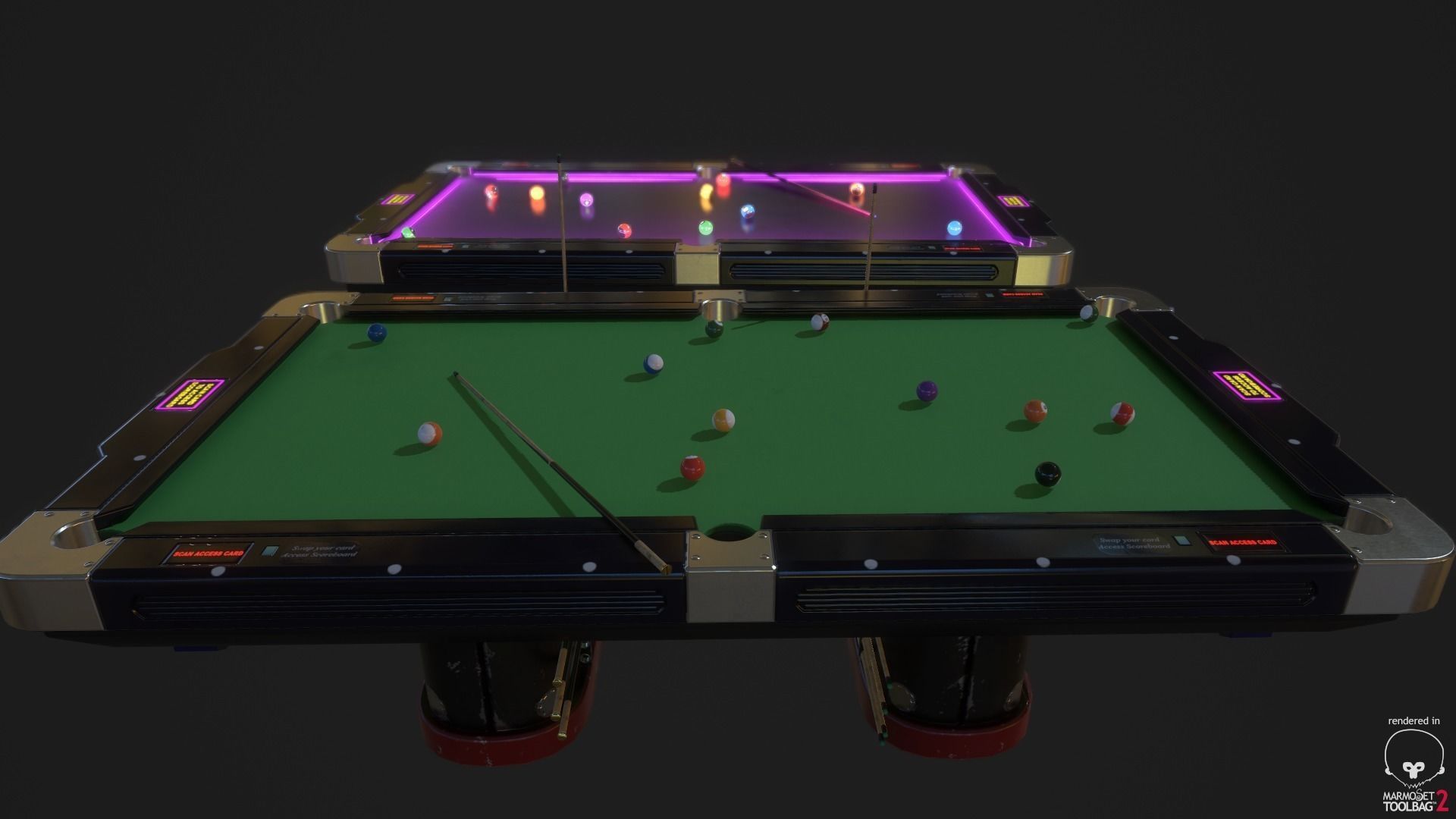 Neon Pool Table and Stylish Pool Table Low-poly 3D model_3