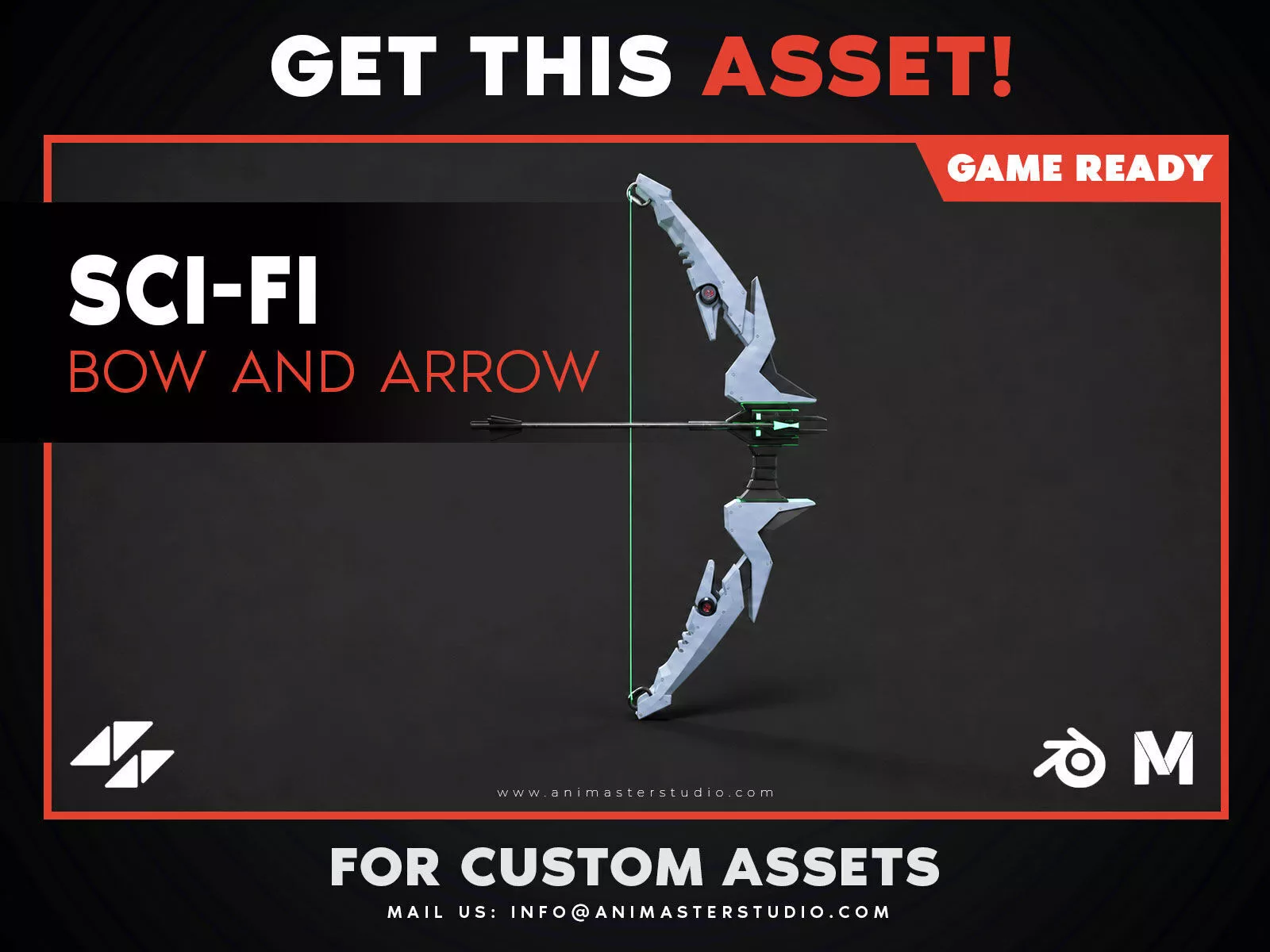 Sci-Fi Yumi Bow and Arrow - Yumi Style Low-poly 3D model
