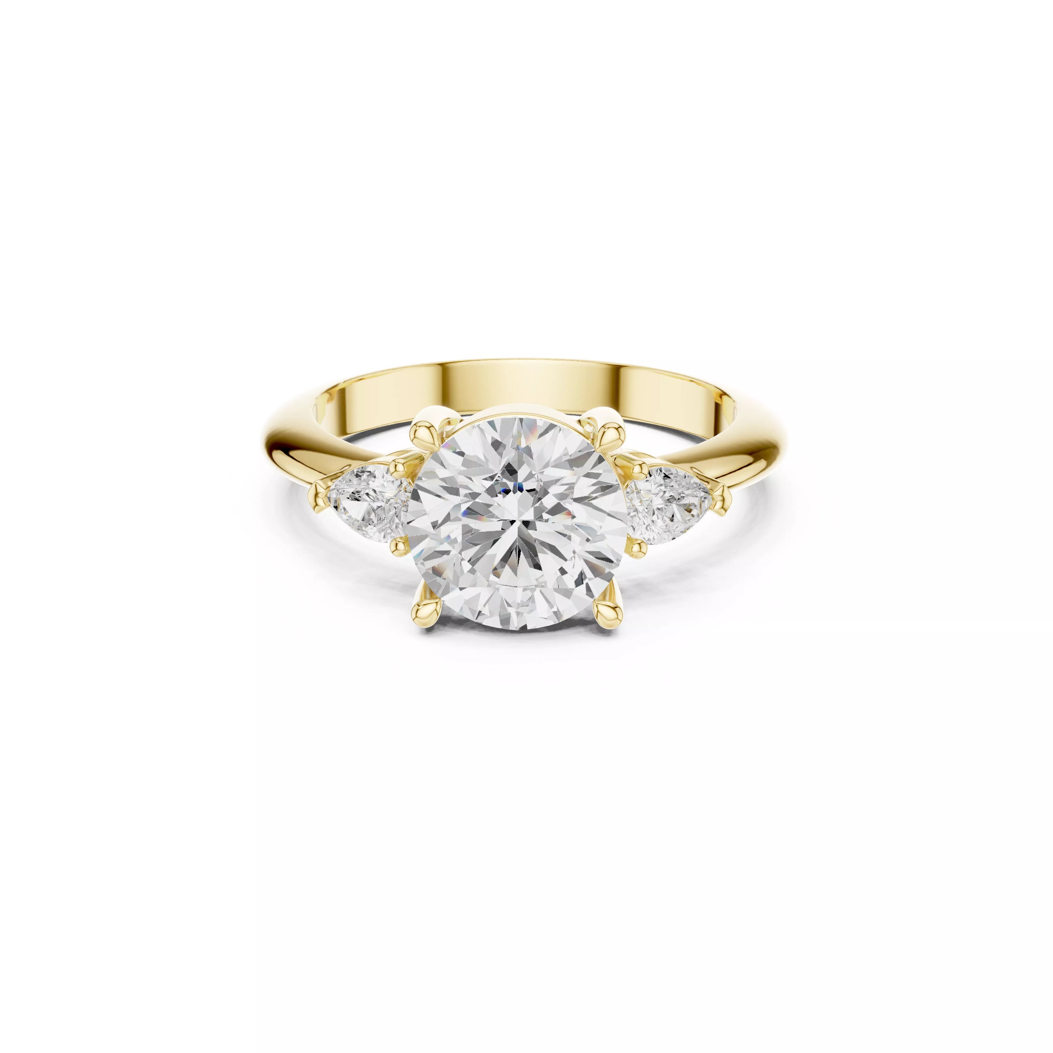 Jewelry Round Diamond Ring Pear Side Stones Band CAD 3D print model