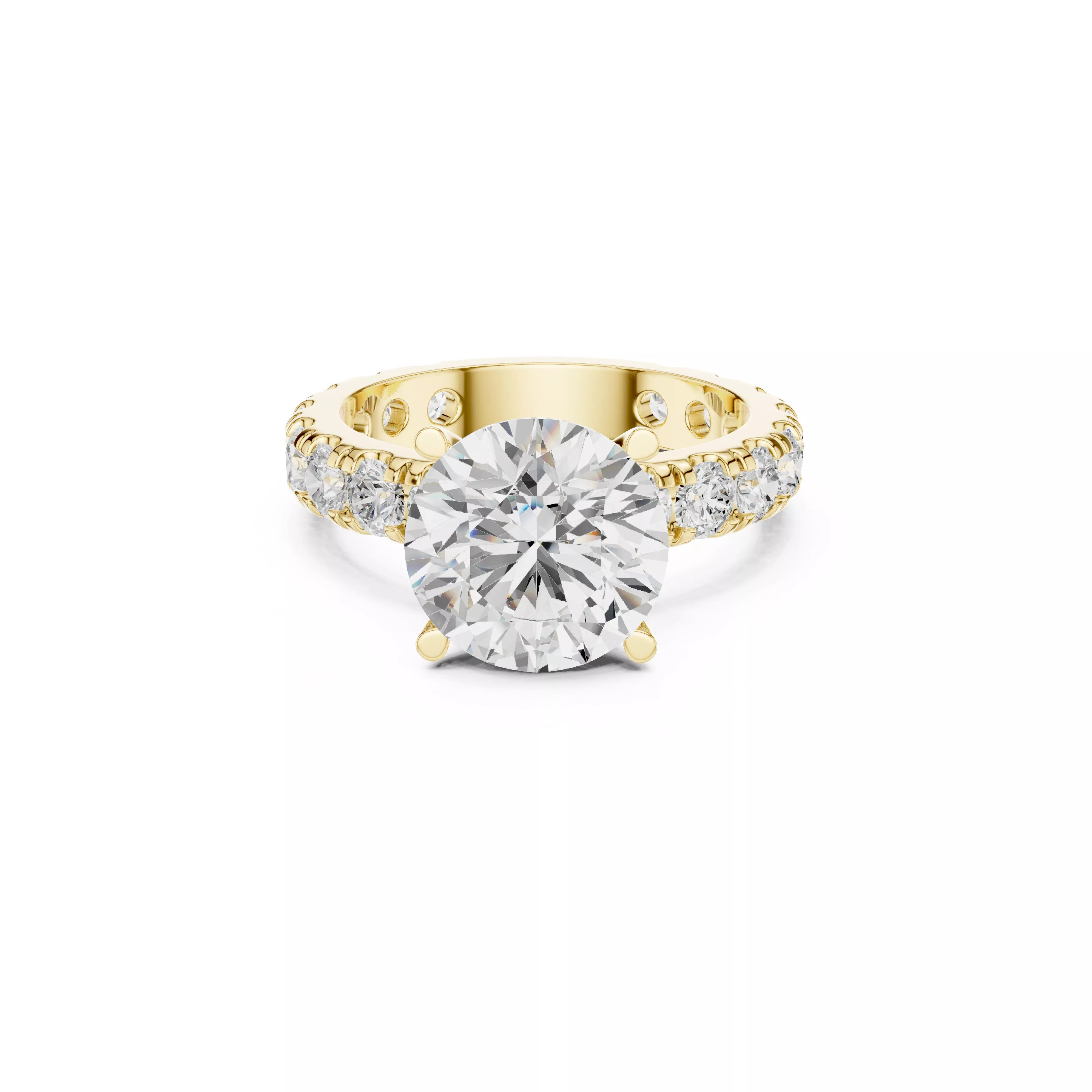 Round Brilliant Diamond Pave Engagement Ring CAD 3D print model