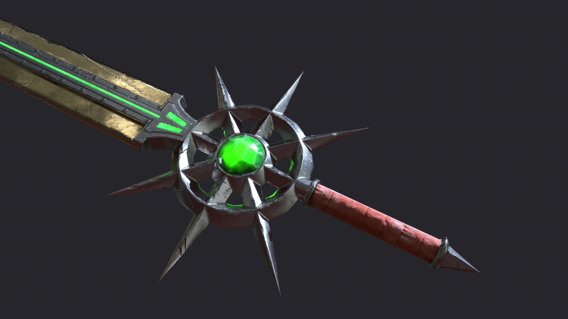 Fantasy Stylish Weapon- Chaos Sword Low-poly 3D model_3