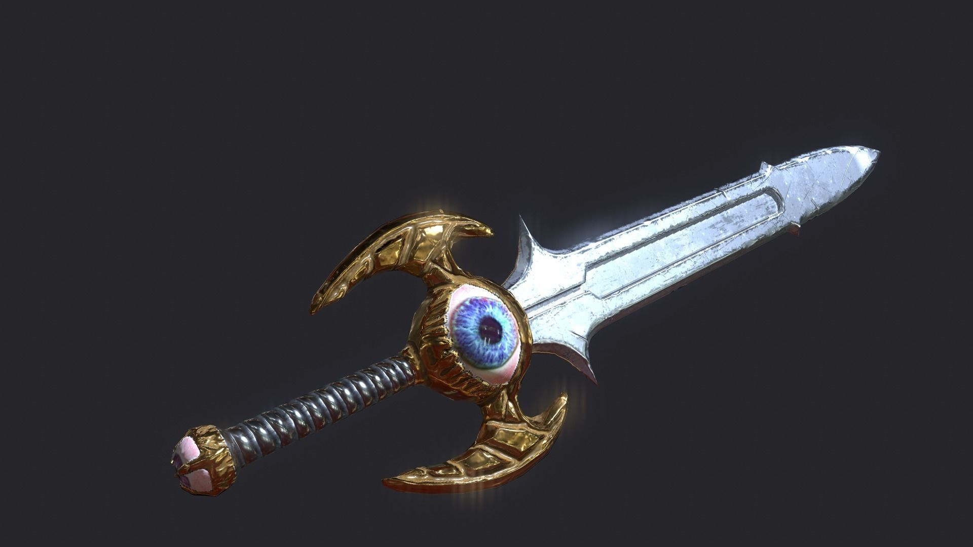 Fantasy Stylish Weapon- Eye Sword Free low-poly 3D model_0