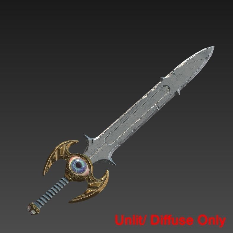 Fantasy Stylish Weapon- Eye Sword Free low-poly 3D model_2