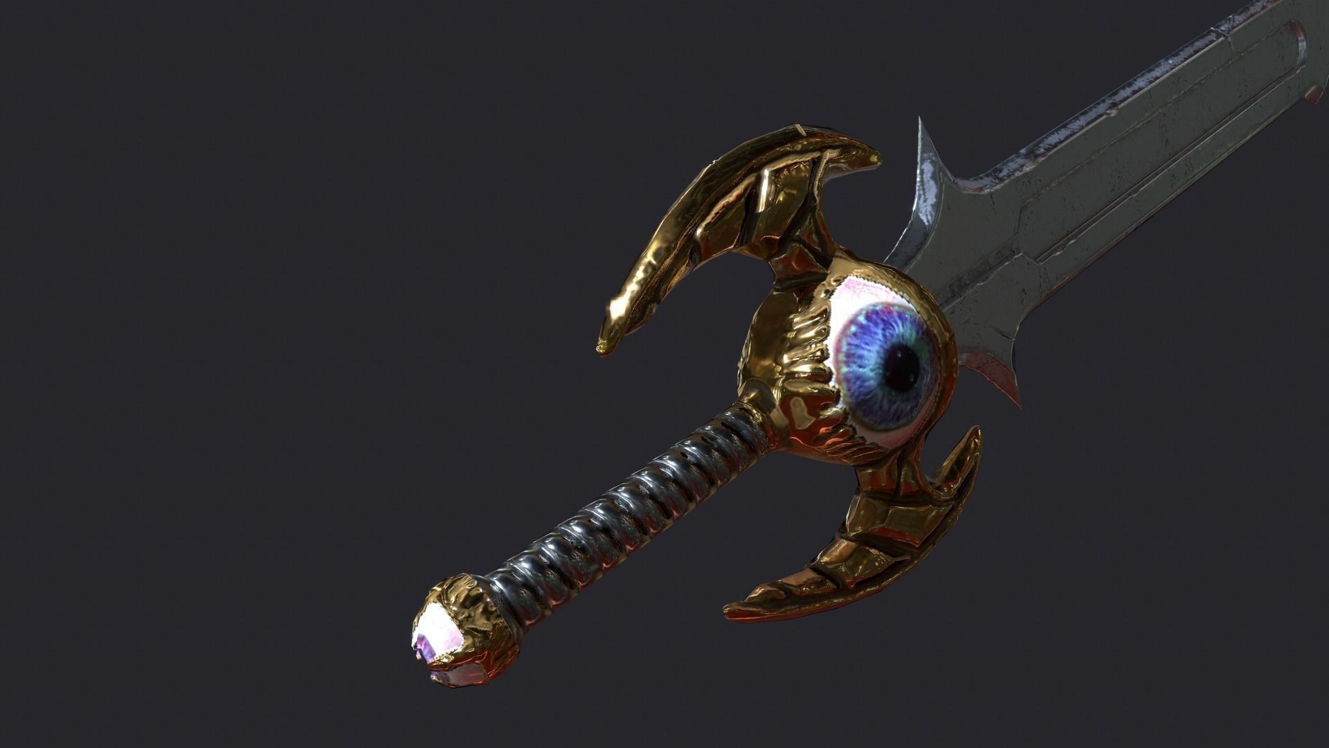 Fantasy Stylish Weapon- Eye Sword Free low-poly 3D model_3