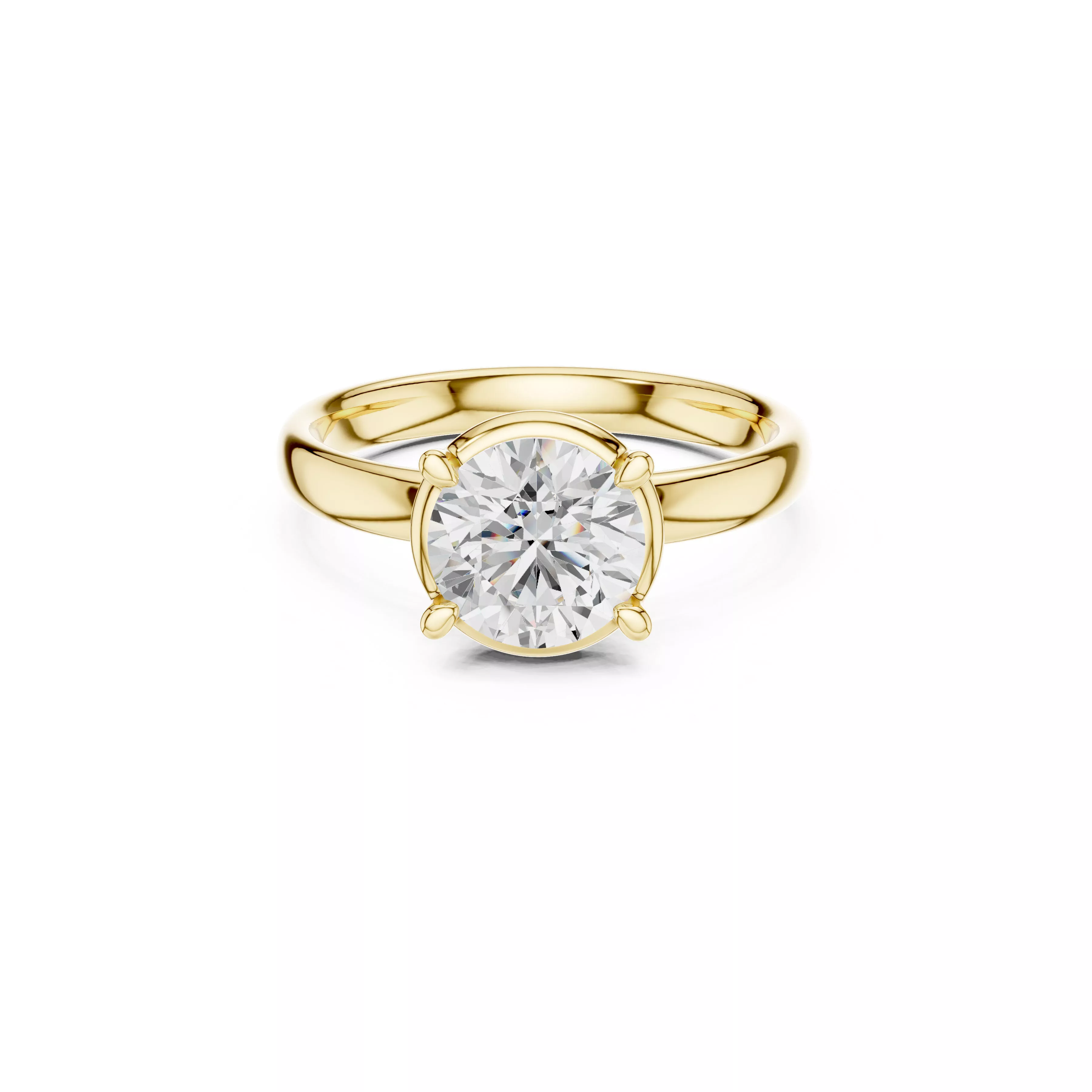Luxury Round Brilliant Diamond Solitaire Engagement Ring CAD 3D print model