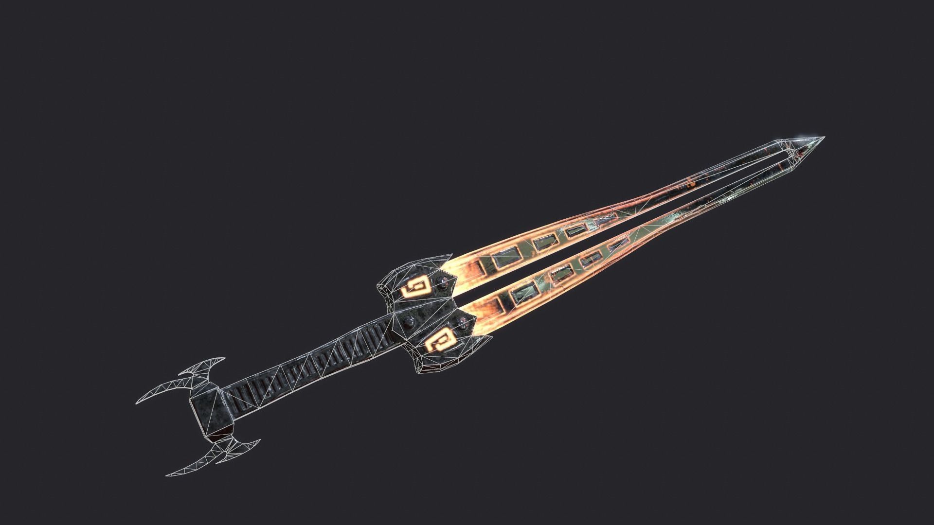Fantasy Stylish Weapon- Flame Sword Low-poly 3D model_1