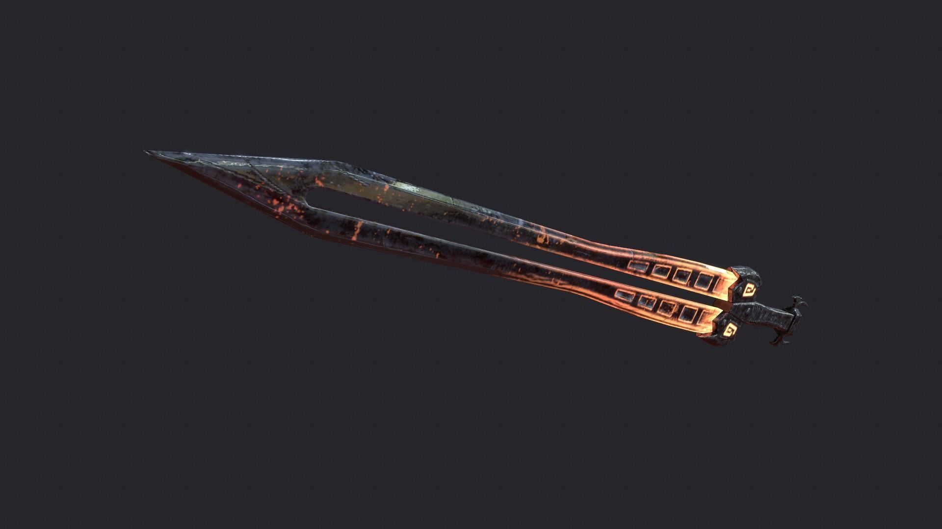 Fantasy Stylish Weapon- Flame Sword Low-poly 3D model_4