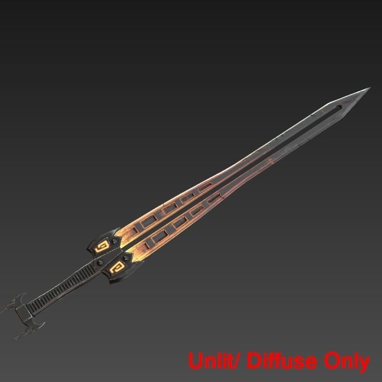 Fantasy Stylish Weapon- Flame Sword Low-poly 3D model_2
