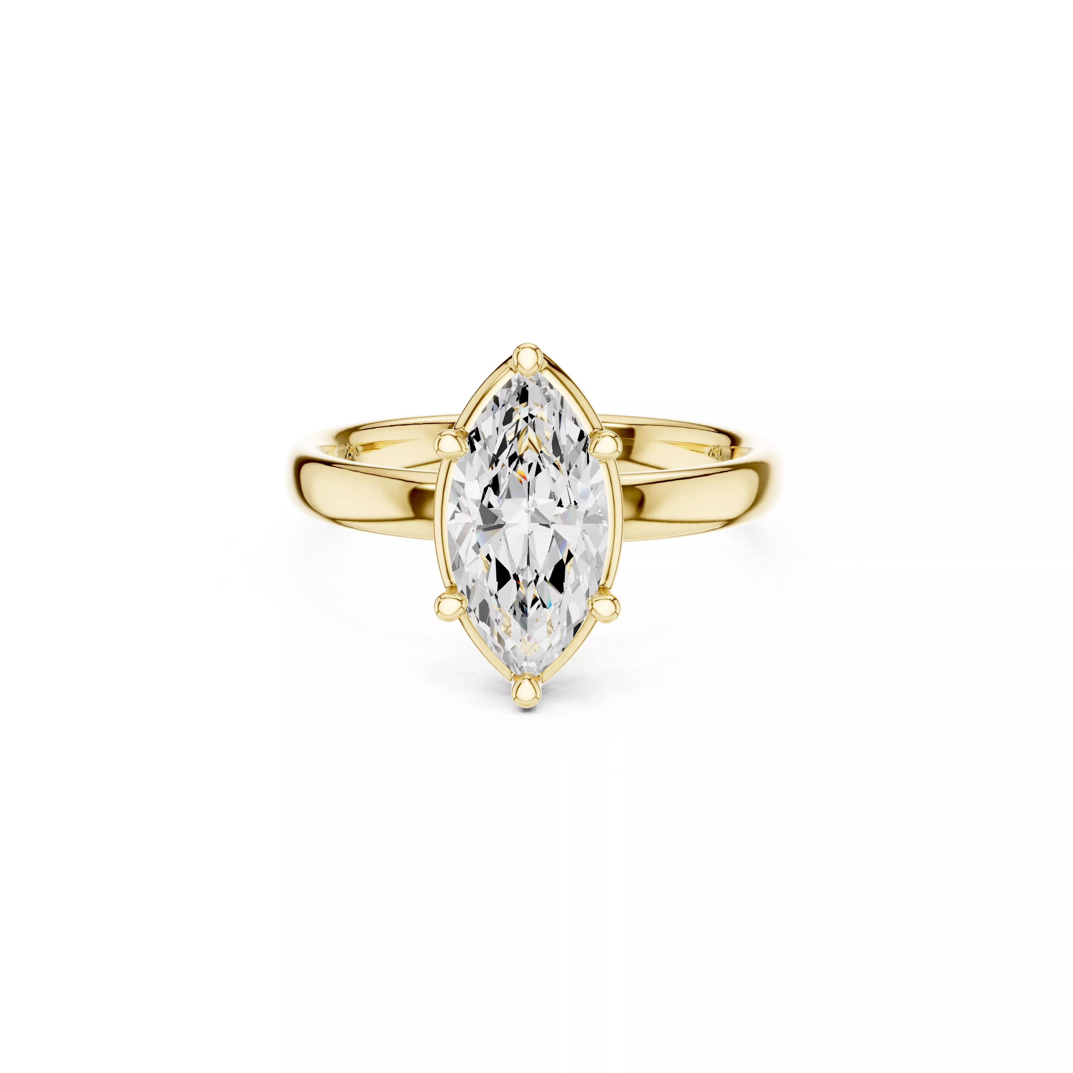 Elegant Marquise Cut Diamond Solitaire Engagement Ring CAD 3D print model