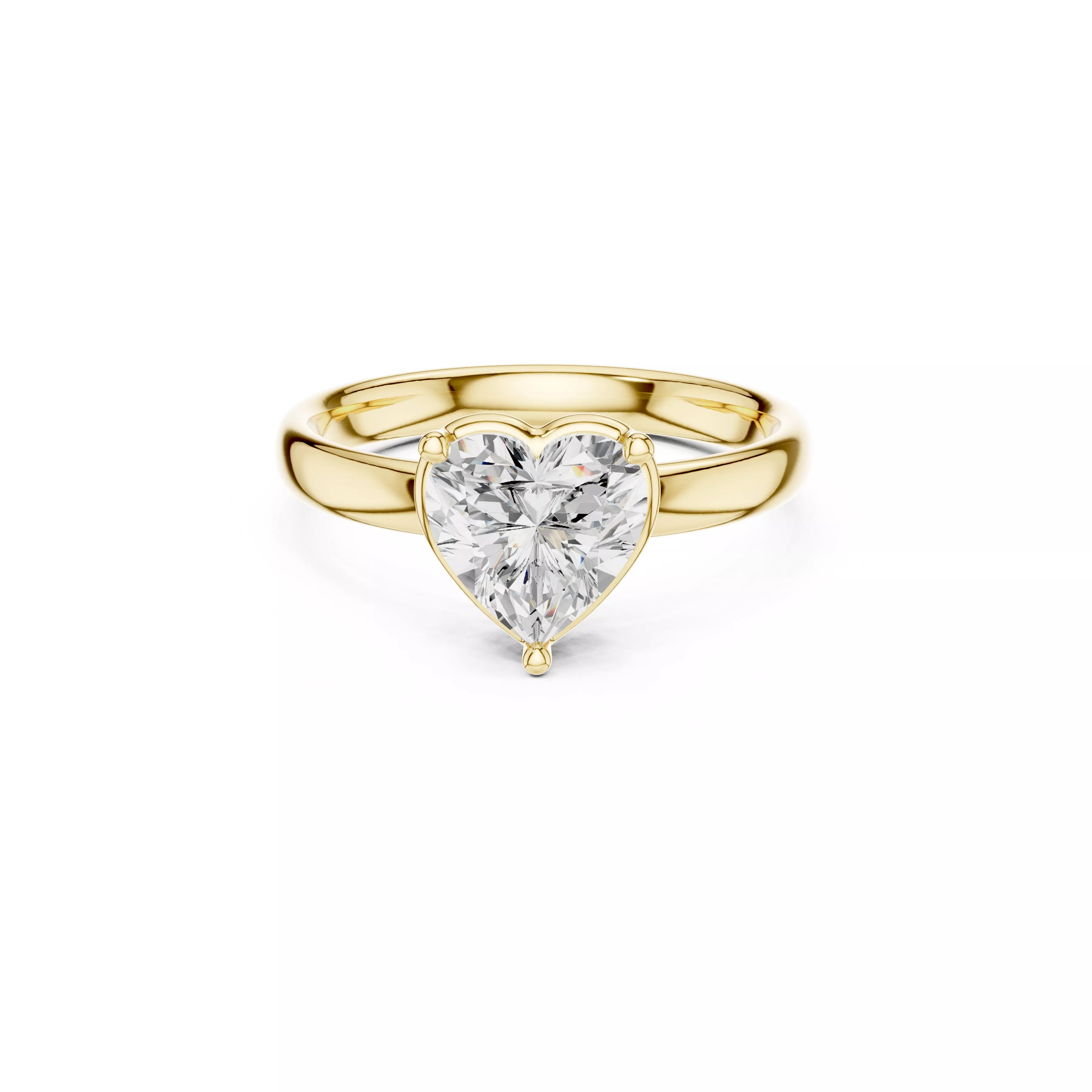 Modern Heart Cut Diamond Solitaire Engagement Ring CAD 3D print model